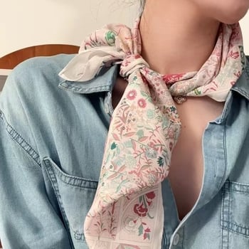 Mulberry svila Monet Garden Crepe de Chine kvadratni šal, 65×65 cm, proljetni stil, ženski vintage šal