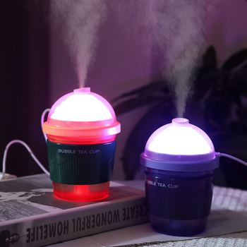 Umidificator în formă de ceașcă de ceai cu lapte, difuzor portabil compact, USB, lampă de noapte cu gradient de culori