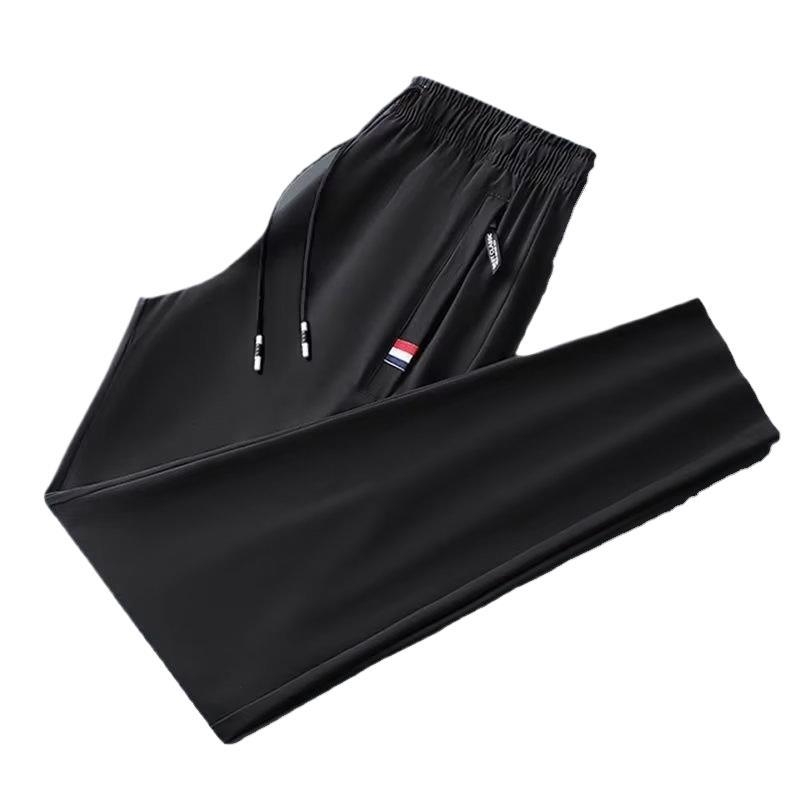 Személyre szabott nyári férfi oldalt zsebbel és cipzárral ellátott casual nadrág, laza, minimalist, vékony, hosszú