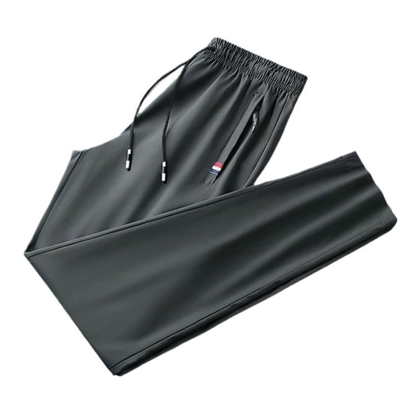 Személyre szabott nyári férfi oldalt zsebbel és cipzárral ellátott casual nadrág, laza, minimalist, vékony, hosszú