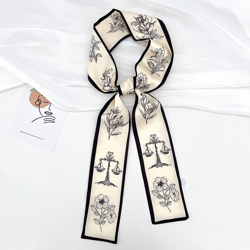 Ljetni dugi šal za kosu od sintetičke svile, elegantan vintage stil, francuski romantizam, tanka traka