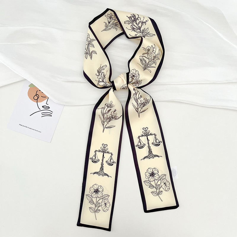 Ljetni dugi šal za kosu od sintetičke svile, elegantan vintage stil, francuski romantizam, tanka traka