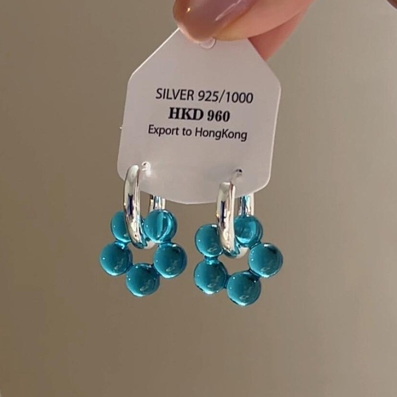 Plavi kristalni cvijet za uho, ženski nakit u korejskom stilu, luksuzan, elegantan i svestran