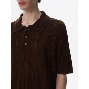 Tricou polo tricotat masculin, mânecă scurtă, guler polo, model decupat perforat, țesătură Ice Silk respirabil