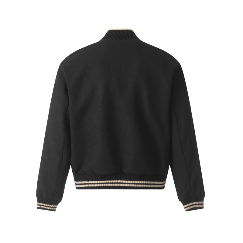 Jachetă baseball scurtă din lână, twill greu, siluetă slim, pentru bărbați