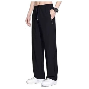 Férfi Ice Silk nyári nadrág, plus size, gyorsan száradó, egyenes szabás, széles lábszárakkal, mindennapi nadrág