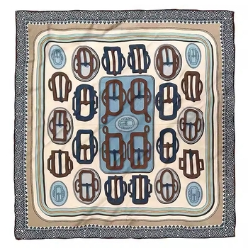 Kvadratni šal od 100% svile, plava boja, ručno izrađeno, 65×65 cm