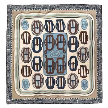 Kvadratni šal od 100% svile, plava boja, ručno izrađeno, 65×65 cm