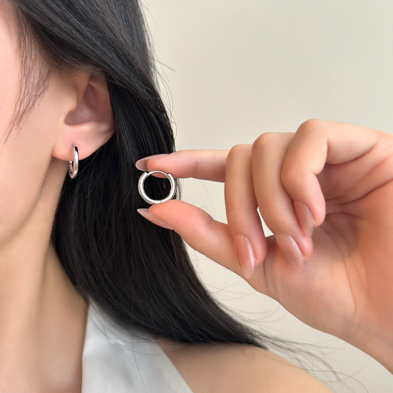 Naušnice od 999 čistog srebra, čvrste kružne, unisex, minimalistički luksuz