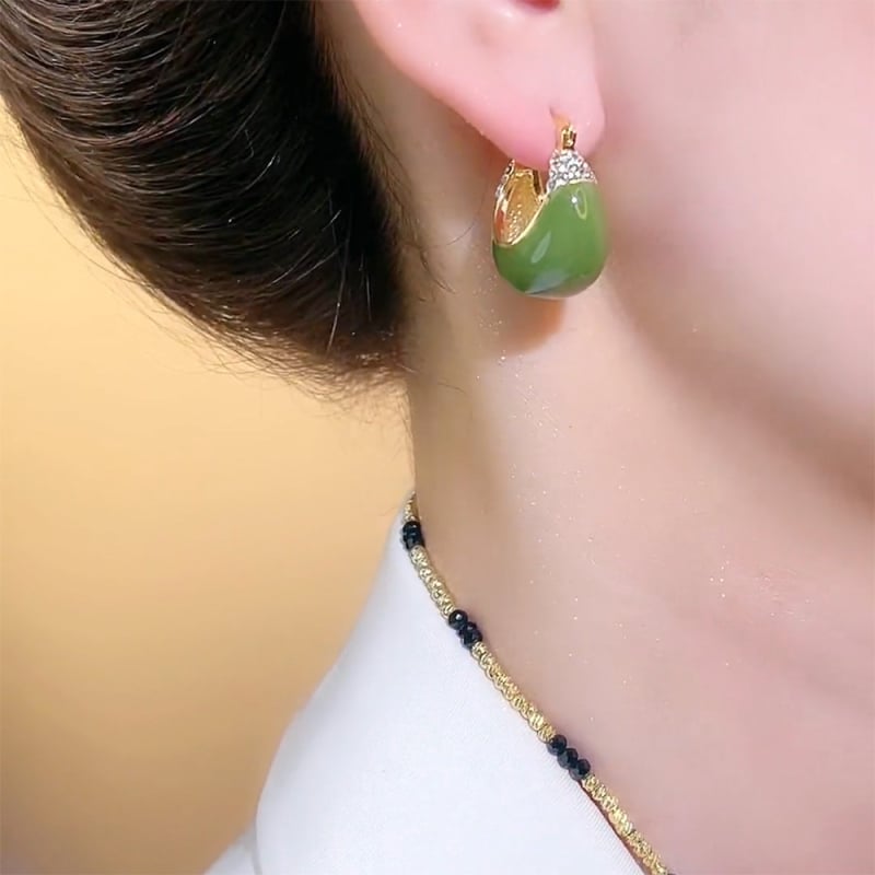 Veideni Cercei în formă de coș, verde avocado – lux ușor, minimalist și versatil pentru femei