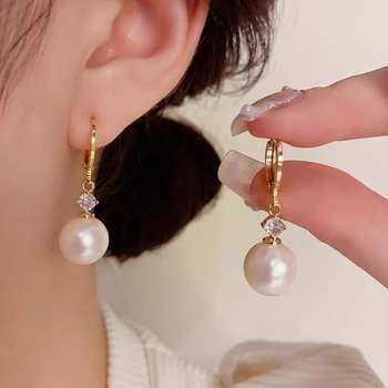 Cercei pentru femei cu perle roz Manta – design simplu, dulce și elegant, în stil japonez-coreean