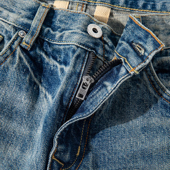Muške traperice od selvedge denima u američkom retro stilu, crveni rub, distressed, vintage isprano, kroj slim straight