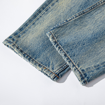 Muške traperice od selvedge denima u američkom retro stilu, crveni rub, distressed, vintage isprano, kroj slim straight