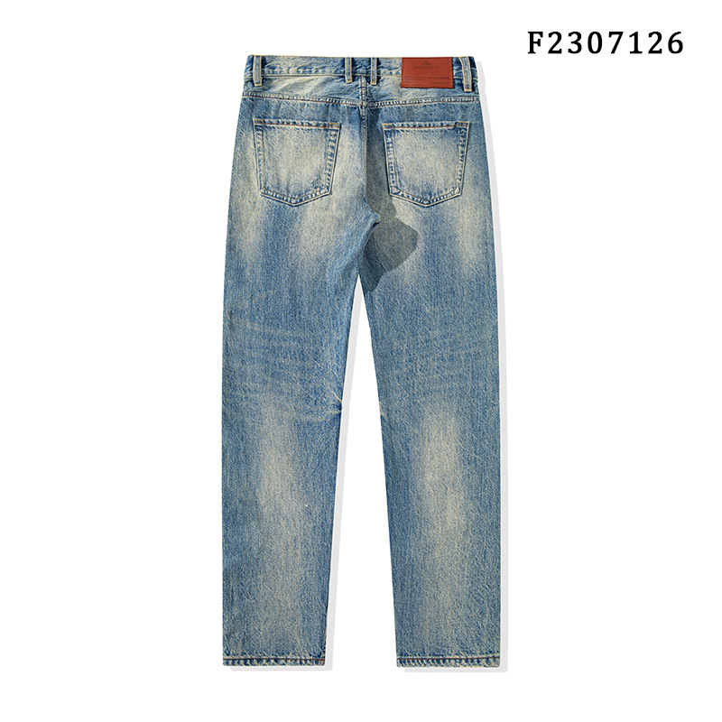 Muške traperice od selvedge denima u američkom retro stilu, crveni rub, distressed, vintage isprano, kroj slim straight