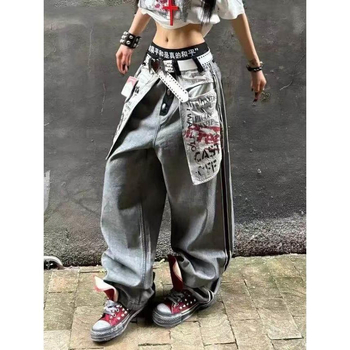Férfiaknak szánt denimnadrág, amerikai retro stílus, fordított zseb dizájnnal, mosott denim, különleges mintázat, mindennapi viseletre, karcsú szabás