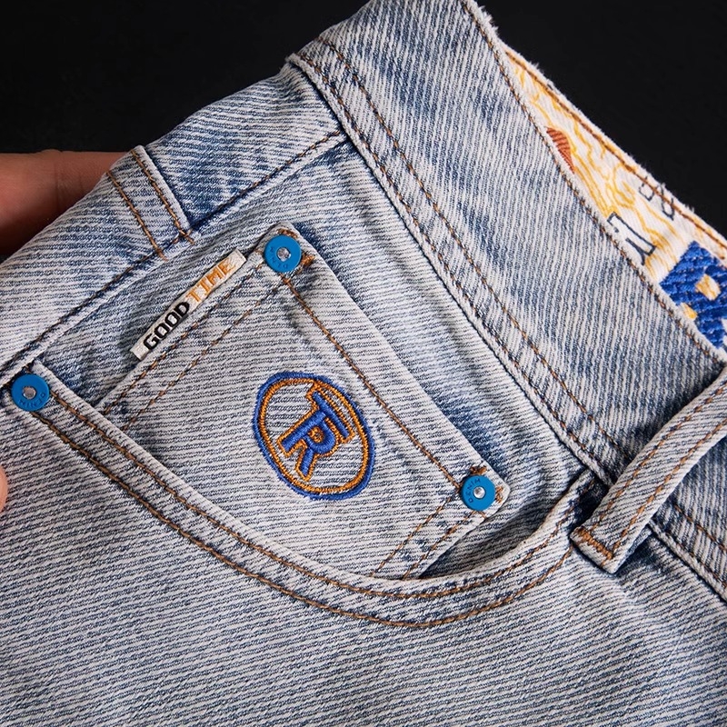 Premium muške traperice od denima, slim-fit, dužina do gležnja, Snowflake Blue boja, četiri smjera rastezljivosti, jesenski stil