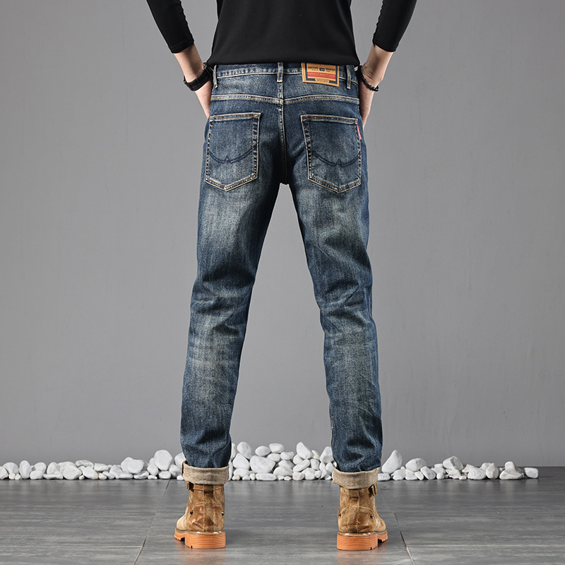 Muške traperice u klasičnom američkom stilu, vintage, stone-washed, srednji struk, slim fit, ravne nogavice