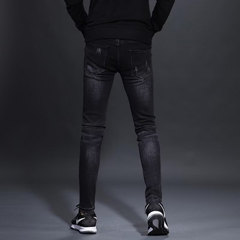 Férfi slim-fit nadrág elasztikus anyaggal, koreai stílus, luxus divat, egyenes szár, 2025 őszi-tél