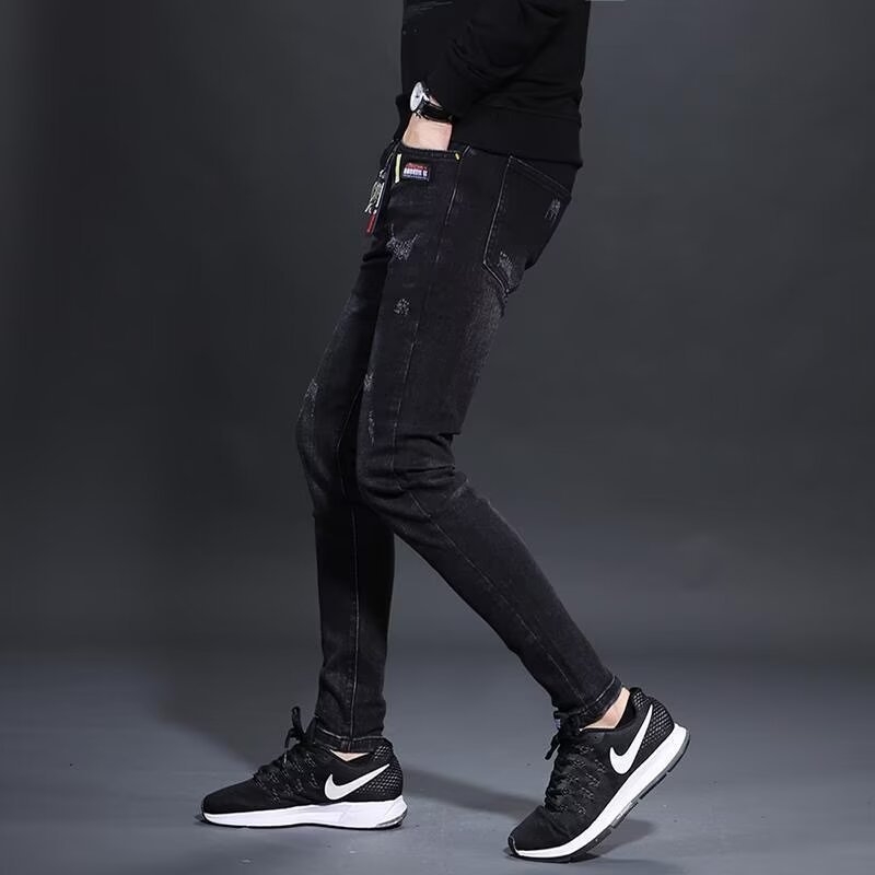 Férfi slim-fit nadrág elasztikus anyaggal, koreai stílus, luxus divat, egyenes szár, 2025 őszi-tél