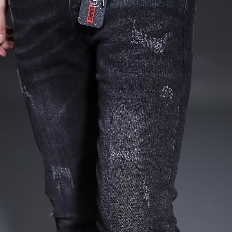 Férfi slim-fit nadrág elasztikus anyaggal, koreai stílus, luxus divat, egyenes szár, 2025 őszi-tél