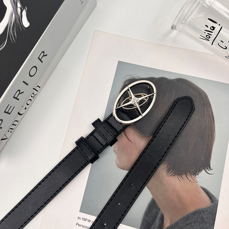 Muški crni kaiš od PU kože s kopčom od zlitine, širina 2-4 cm, street stil