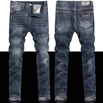 Férfi denim nadrág hímzéssel, rugalmas, slim-fit, mindennapi viselet