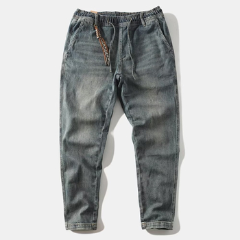 Őszi 2024 férfi farmer, amerikai stílus, nehéz mosott denim, vintage retro, laza szabású, enyhén egyenes szárú, mindennapi nadrág