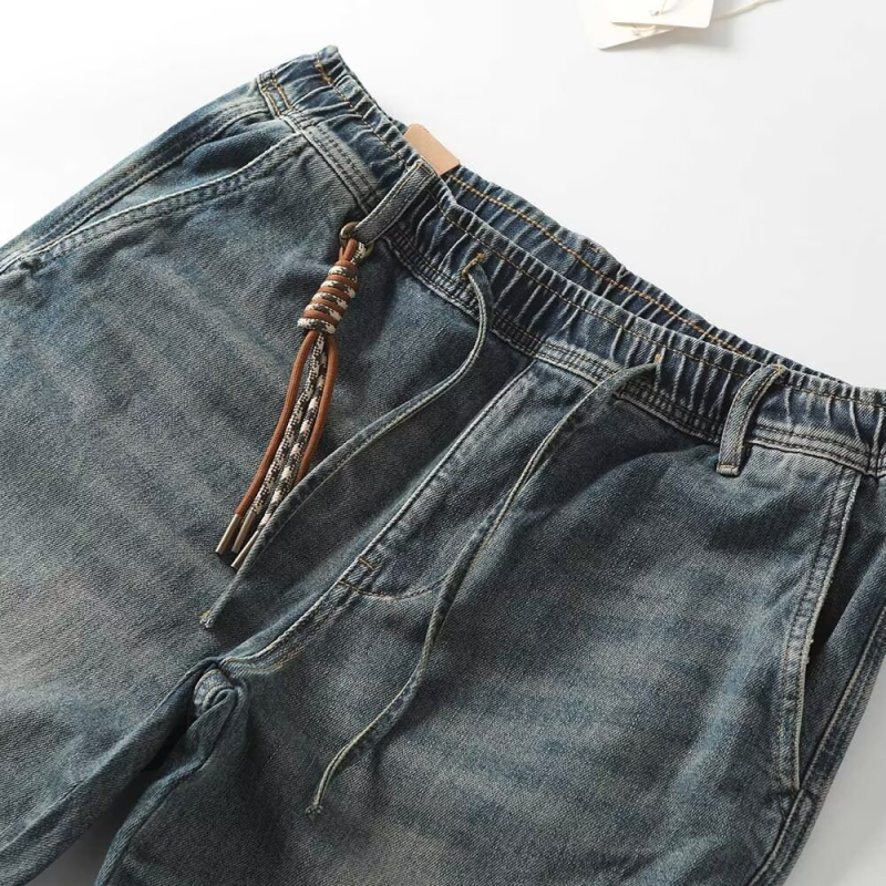 Őszi 2024 férfi farmer, amerikai stílus, nehéz mosott denim, vintage retro, laza szabású, enyhén egyenes szárú, mindennapi nadrág