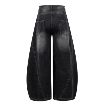 Férfi farmernadrág széles szabású, retro punk utcai stílus, vintage mosás