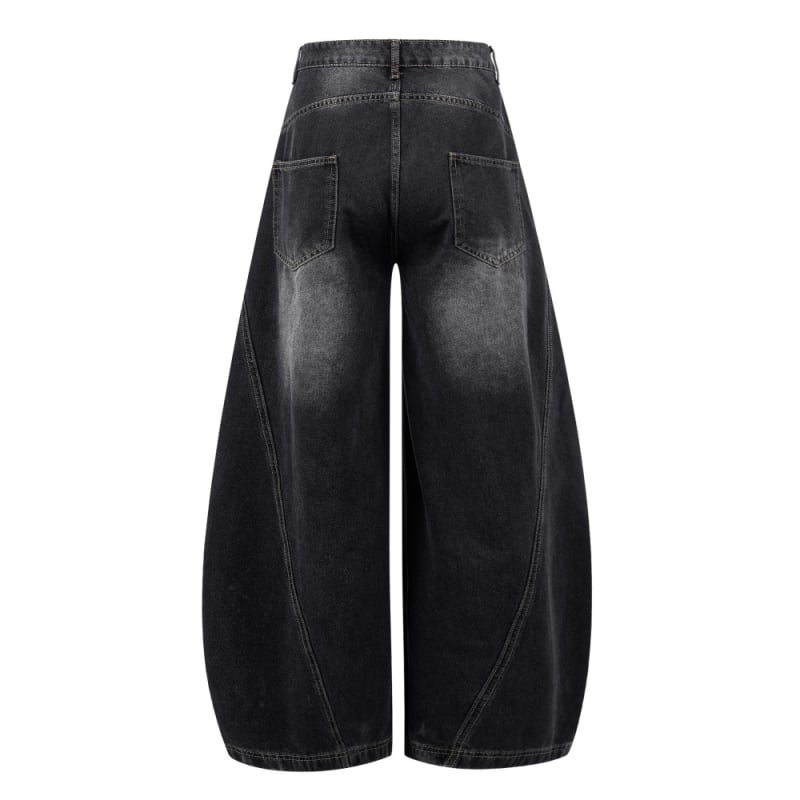 Férfi farmernadrág széles szabású, retro punk utcai stílus, vintage mosás