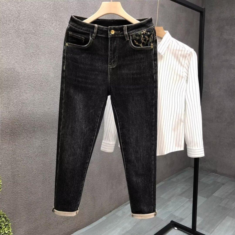 Férfi Slim Fit farmernadrág, divatos, magas minőség, 2025 tavasz kollekció