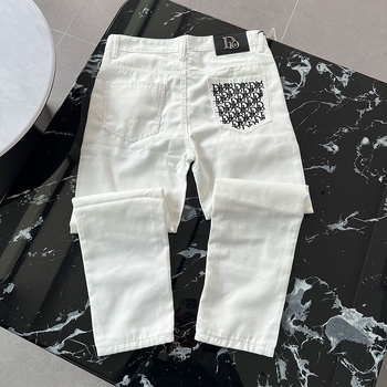 Férfi denim farmer nadrág betűhímzéssel, egyenes szabás, karcsú fazon, mindennapi viselet
