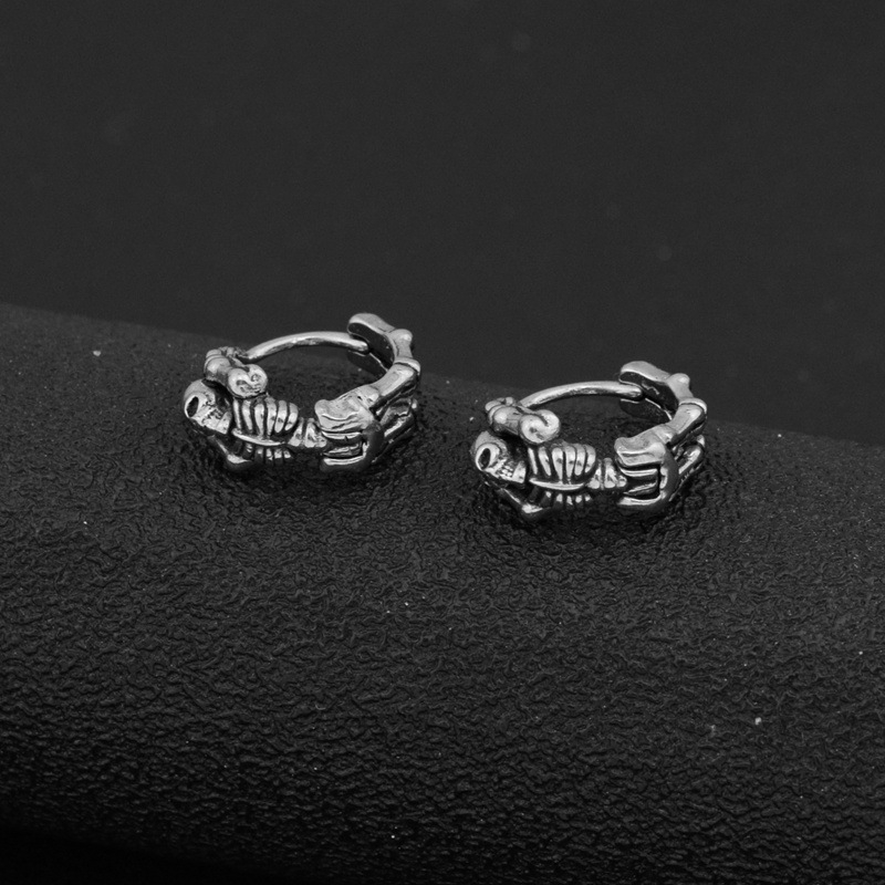 Naušnica od nehrđajućeg čelika s retro lubanjom – muški, geometrijski minimalistički punk dizajn, Halloween, unisex