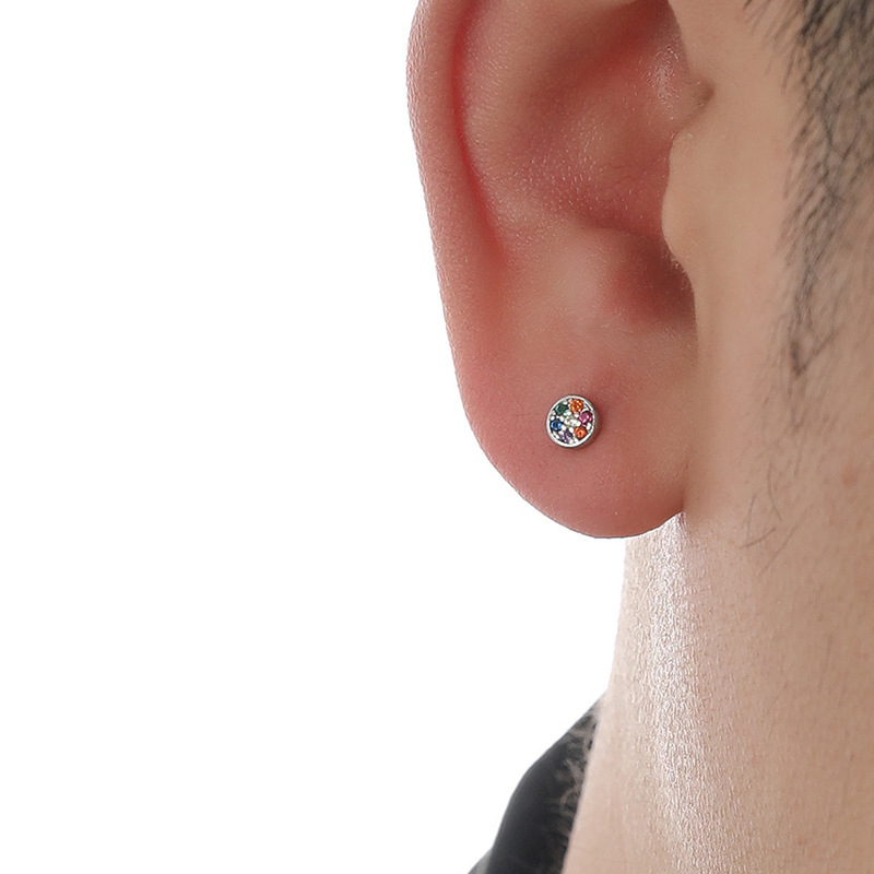 Boje kružne naušnice s 925 srebrnim iglicama, vijak zatvarač, minimalistički unisex dizajn