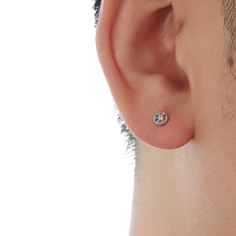 Boje kružne naušnice s 925 srebrnim iglicama, vijak zatvarač, minimalistički unisex dizajn