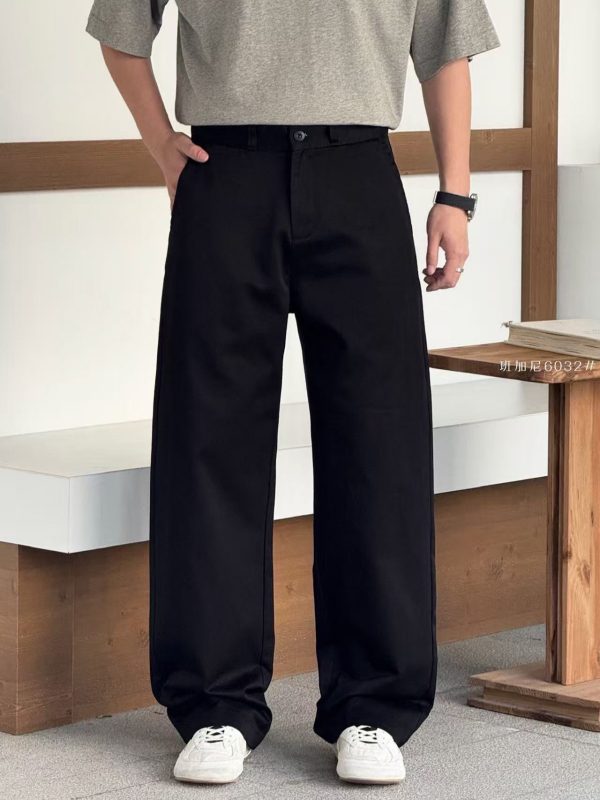 Férfi pamut nadrág, egyszínű, laza, széles szárú, egyenes szabás, casual, hosszú nadrág, kód 6032