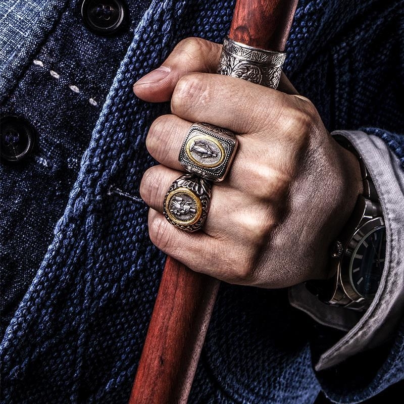925 srebrni ručno izrađeni prsten s ugrađenim vintage motivom starog novčića, europsko-američka inspiracija, podesivi otvoreni prsten, unisex