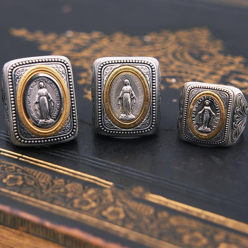925 srebrni ručno izrađeni prsten s ugrađenim vintage motivom starog novčića, europsko-američka inspiracija, podesivi otvoreni prsten, unisex