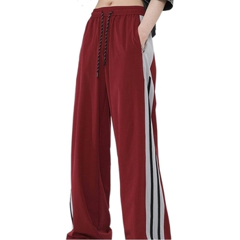 Muške sportske hlače s prugama, ravni kroj, srednji porub, vezica na vezivanje, Milk Silk materijal, jesen, casual sportske hlače