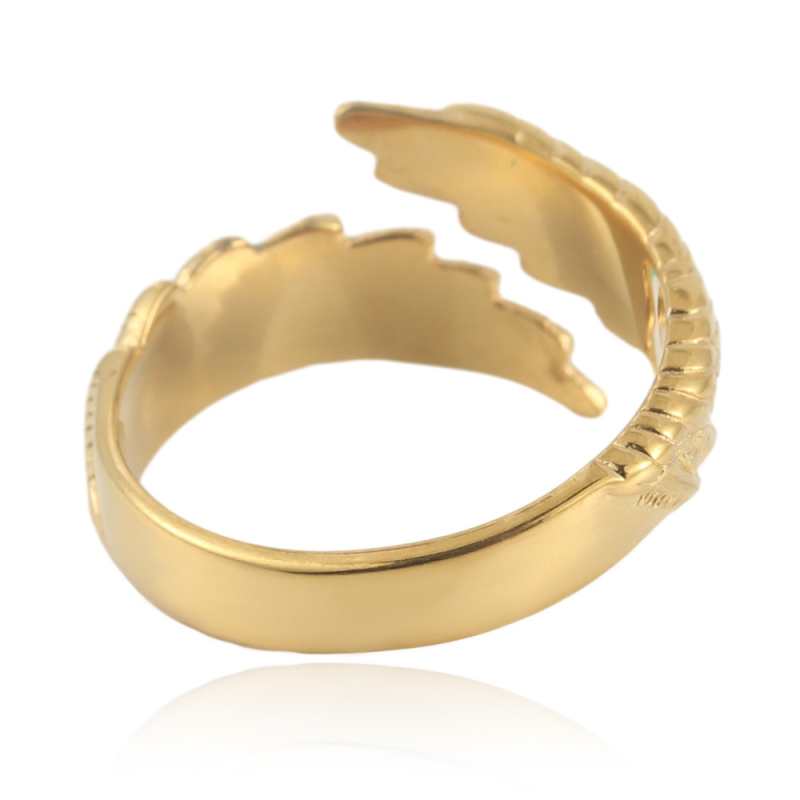 Unisex prsten od titan čelika sa motivom životinjskih krila i perja, retro stil, 24030
