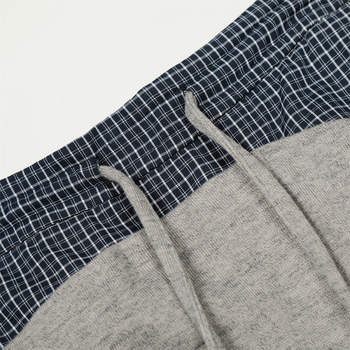 Férfiak plaid patchwork színblokkokkal, laza szabású, hosszú, széles szárú casual nadrág, utcai stílus