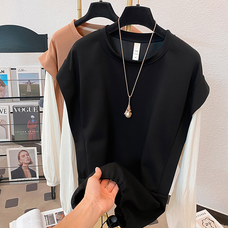 Plus-size ženski džemper s dugim rukavima i blokom boja, lažni dvodijelni izgled, udoban kroj, jesen dizajn