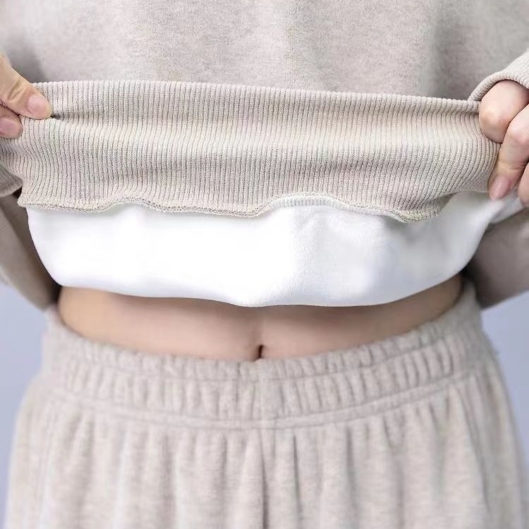 Női két darabos fleece bevonat sportos szett őszi-téli időszakra, félmagas gallérral, 2025