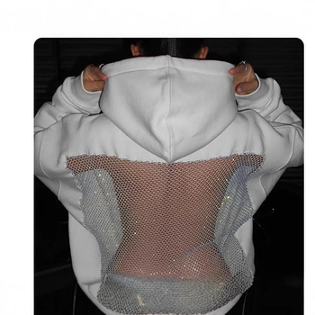Ženski hoodie s kapuljom i mrežastim panelima, dugi rukavi