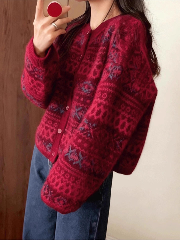 Női zöld retro kötött pulóver, őszi–téli szezon, lazán szabott, rétegző felső