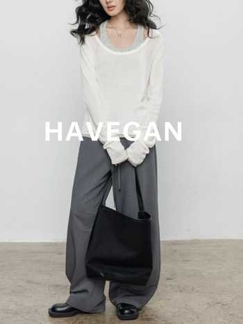 Havegan Top tricotat lejer din Tencel-Lin pentru femei, protecție UV – Aspect de două piese, Stil Old Money