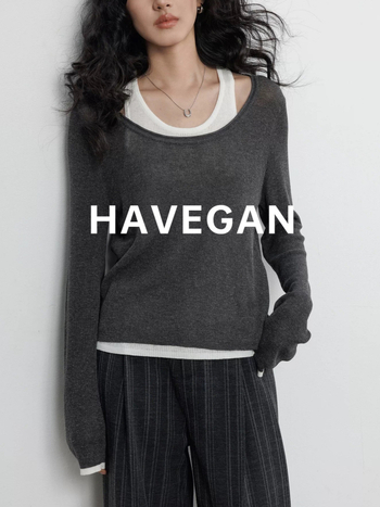 Havegan Top tricotat lejer din Tencel-Lin pentru femei, protecție UV – Aspect de două piese, Stil Old Money