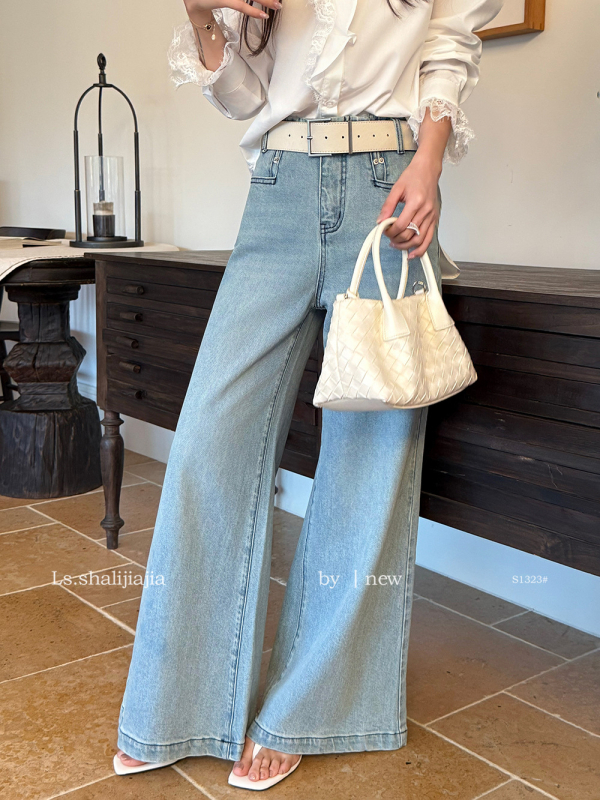 LS Casual traperice s širim krojem, visokim strukom, denim, proljeće 2026, žene S1323
