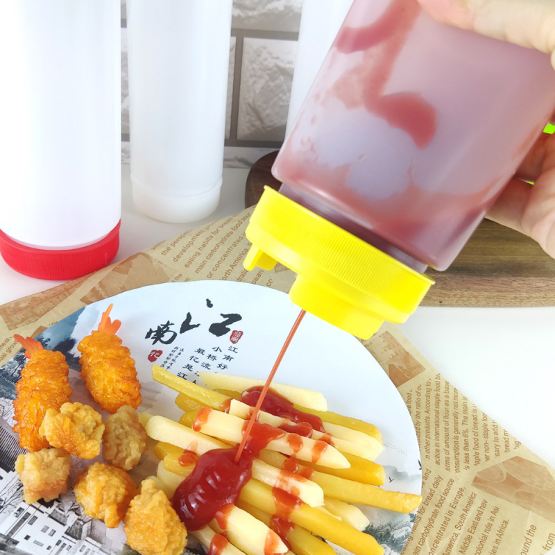 Dvojno-glava boca za umake od plastike, za umake i začine, sushi umak, nepropusni dizajn