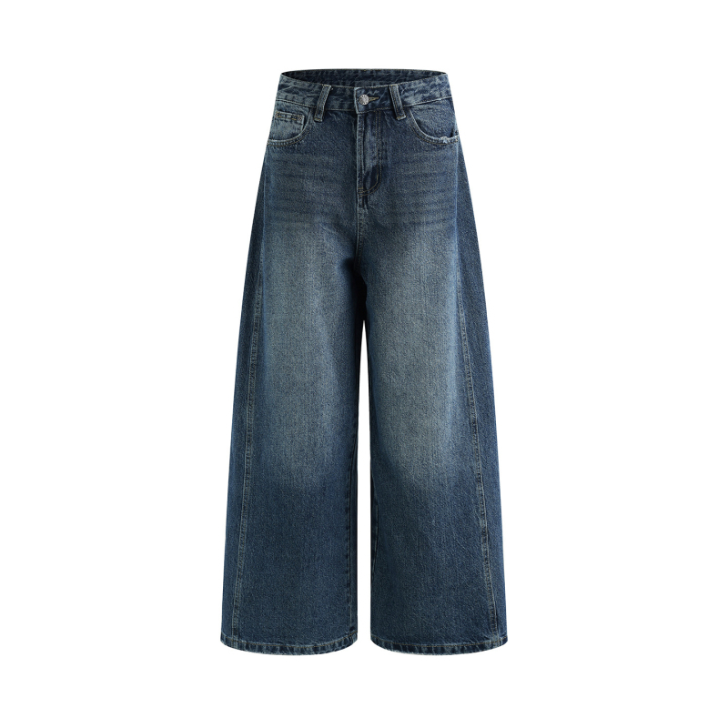 Nowyin 25 nove ženske džinsice s visokim strukom, širokih nogavica, američki retro stil, denim s pranjem